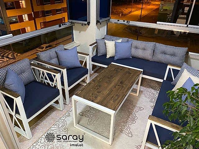 Blue White Balkon Takımı