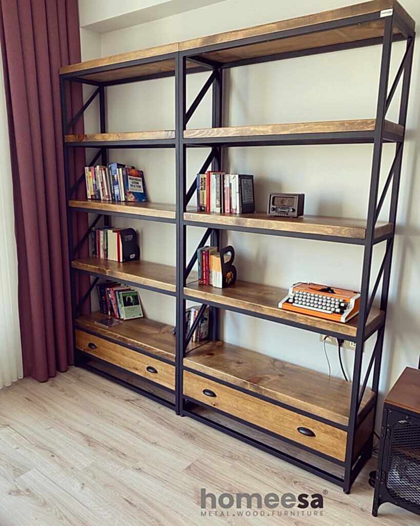 Metal/Ahşap Kitaplık
