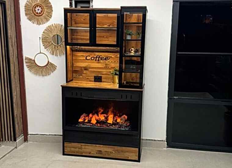 Şömineli Kahve Köşesi Dolabı